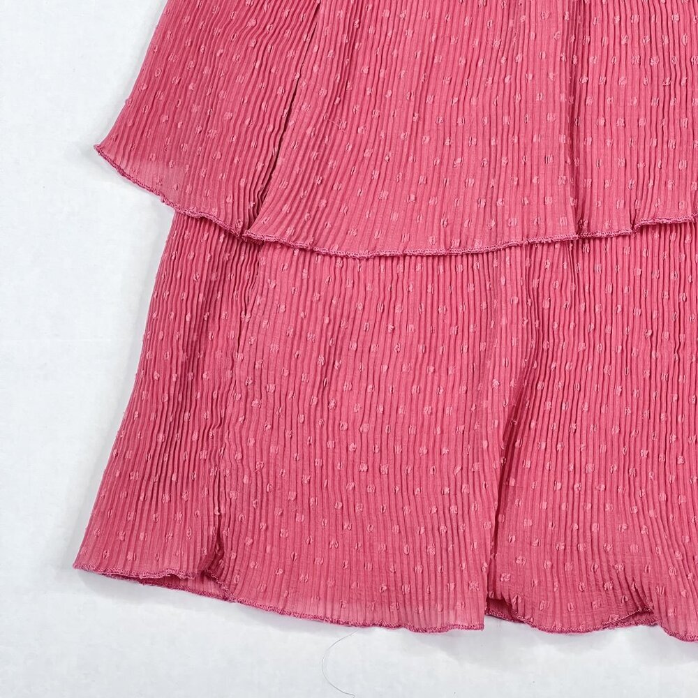 Zara Mauve Swiss Dot Surplice Tiered Ruffle Mini Dress Size‎ XS - Picture 5 of 9